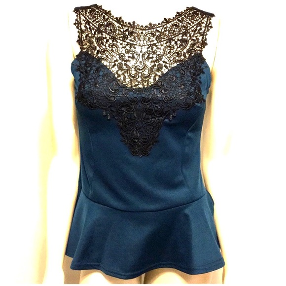 C'est Toi Tops - C'est Toi peplum top with crotchet